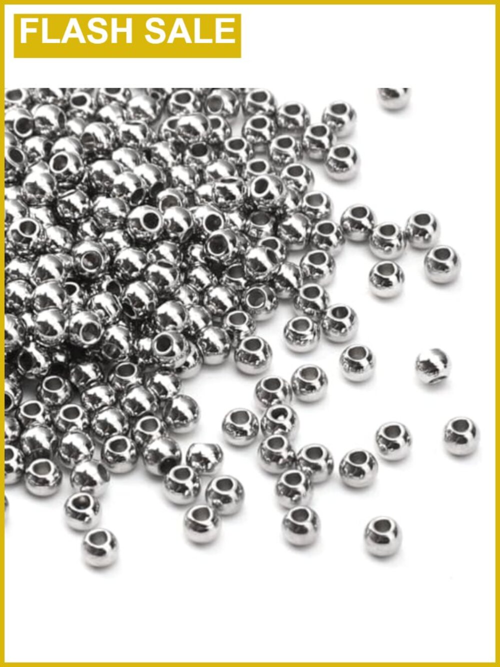 400pcs 2.5mm 304 Stainless Steel Round Spacer Beads for Jewelry Making